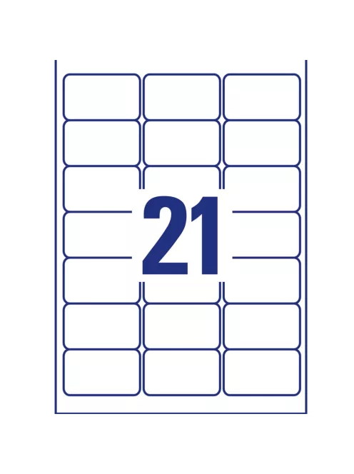 Etikett címke, 63,5 x38,1mm,víztiszta, 21 címke/ív, 25 ív/doboz, Avery átlátszó