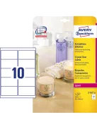 Etikett címke, 96 x50,8mm,víztiszta, 10 címke/ív, 25 ív/doboz, Avery átlátszó