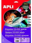 APLI Etikett, CD/DVD, A4, teljes lefedettségű, matt, APLI "Mega"