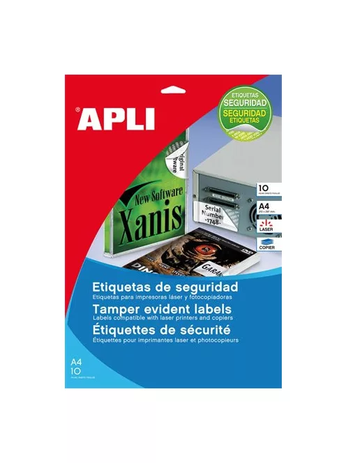 APLI Etikett, 45,7x21,2 mm, biztonsági, kerekített sarkú, APLI, 480 etikett/csomag