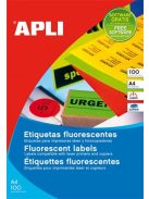 APLI Etikett, 210x297 mm, színes, APLI, neon narancs, 100 etikett/csomag