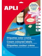APLI Etikett, 210x297 mm, színes, APLI, krémszínű, 20 etikett/csomag