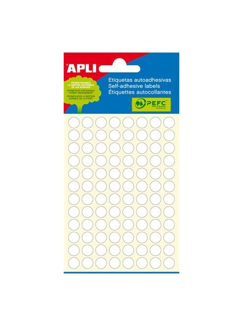 APLI Etikett, 8 mm kör, kézzel írható, fehér, APLI, 480 etikett/csomag