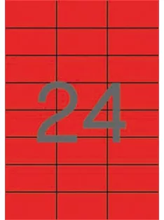   APLI Etikett, 70x37 mm, színes, APLI, piros, 2400 etikett/csomag