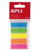 APLI Jelölőcímke, műanyag, 5x25 lap, 12x45 mm, APLI, 5 szín