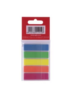   APLI Jelölőcímke, műanyag, 5x25 lap, 12x45 mm, APLI, 5 szín
