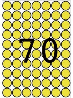   APLI Etikett, 19 mm kör, színes, A5 hordozón, APLI, sárga, 560 etikett/csomag