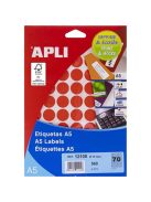 APLI Etikett, 19 mm kör, színes, A5 hordozón, APLI, piros, 560 etikett/csomag