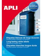 APLI Etikett, 45,7x21,2 mm, poliészter, időjárásálló, kerekített sarkú, fehér, APLI, 960 etikett/csomag