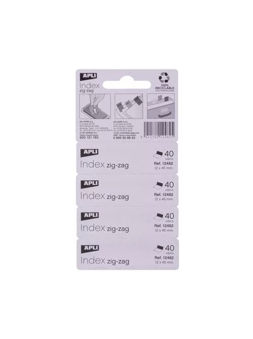 APLI Jelölőcímke, "Z", műanyag, 4x40 lap, 12x45 mm, APLI, 4 fluoreszkáló szín