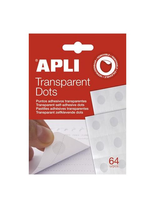 APLI Ragasztókorong, eltávolítható, APLI "Transparent Dots", átlátszó