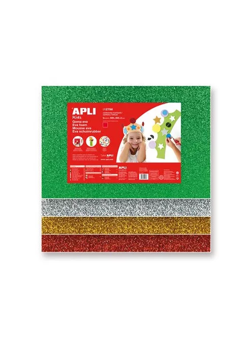 APLI Moosgumi, 400x600 mm, glitteres, APLI Kids "Eva Sheets", ezüst