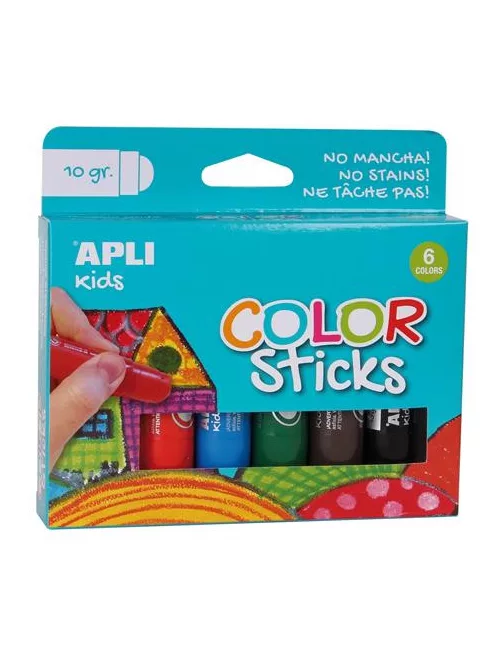 APLI Tempera kréta készlet, APLI Kids "Color Sticks", 6 különböző szín