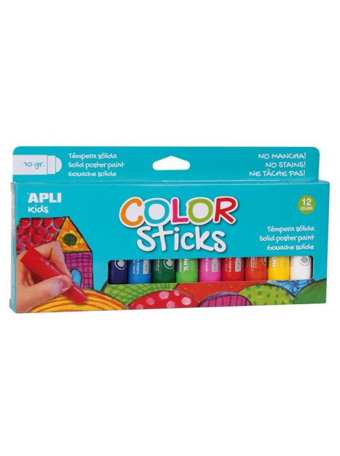 APLI Tempera kréta készlet, APLI Kids "Color Sticks", 12 különböző szín