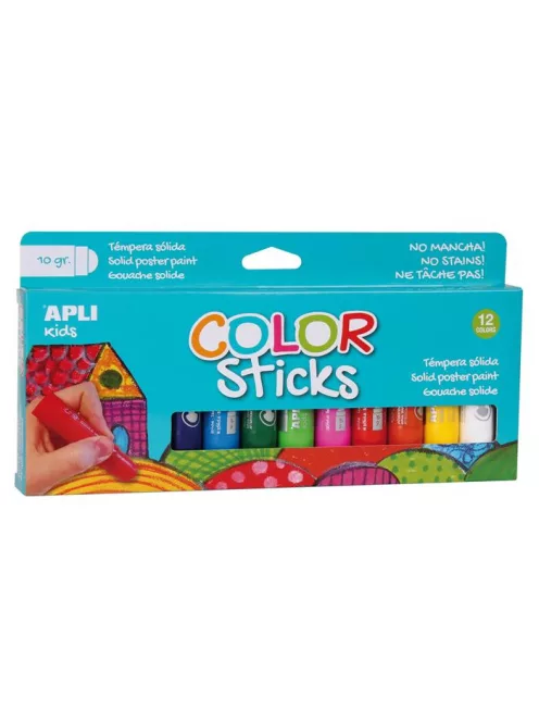 APLI Tempera kréta készlet, APLI Kids "Color Sticks", 12 különböző szín