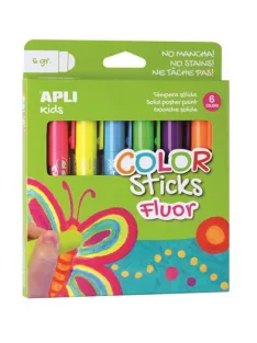   APLI Tempera kréta készlet, APLI Kids "Color Sticks Fluor", 6 fluoreszkáló szín