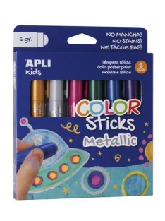   APLI Tempera kréta készlet, APLI Kids "Color Sticks Metallic", 6 különböző metál szín
