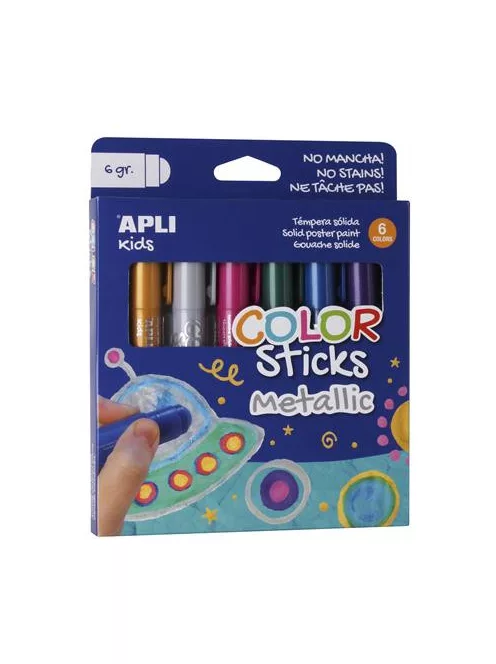APLI Tempera kréta készlet, APLI Kids "Color Sticks Metallic", 6 különböző metál szín