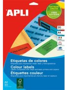 APLI Etikett, 210x297 mm, színes, APLI, zöld, 20 etikett/csomag