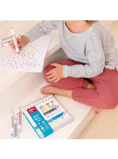  APLI Filctoll készlet, nyomda, APLI Kids "Markers Duo Stamps", 10 különböző szín és minta