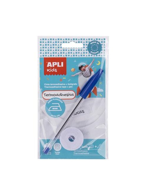 APLI Textilszalag, vasalható, 200x10 mm, tollal, APLI Kids, fehér