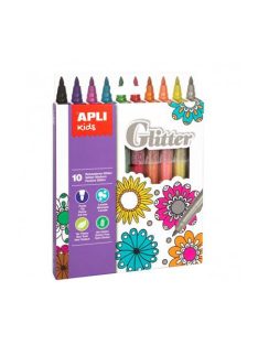   APLI Filctoll készlet, 3,8 mm, csillámos, APLI Kids "Markers Glitter", 10 különböző szín
