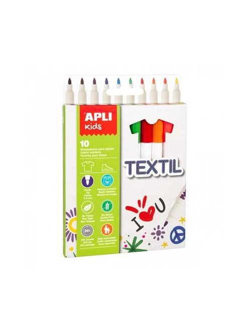 APLI Textilfilc, 2,9 mm, APLI Kids "Markers Textil", 10 különböző szín