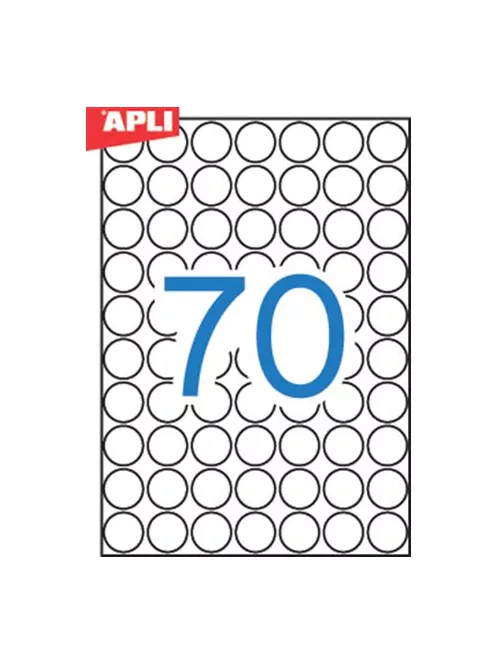 APLI Etikett, 19 mm kör, fehér, A5 hordozón, APLI, 1050 etikett/csomag
