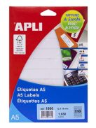 APLI Etikett, 12x18 mm, kerekített sarkú, A5 hordozón, APLI, 1650 etikett/csomag