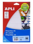 APLI Etikett, 12x30 mm, kerekített sarkú, A5 hordozón, APLI, 990 etikett/csomag