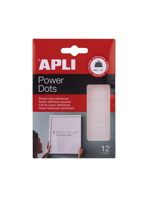 APLI Ragasztó négyzetek, extra erős, 12 db/csomag, kétoldalas, APLI