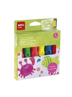   APLI Tempera készlet, ecsetvégű tubusban, APLI Kids "Paint&Fun", 6 különböző neon szín