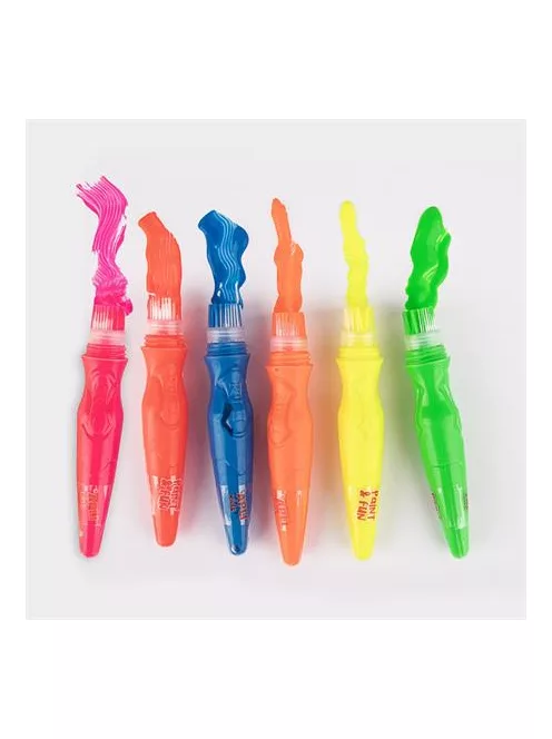 APLI Tempera készlet, ecsetvégű tubusban, APLI Kids "Paint&Fun", 6 különböző neon szín