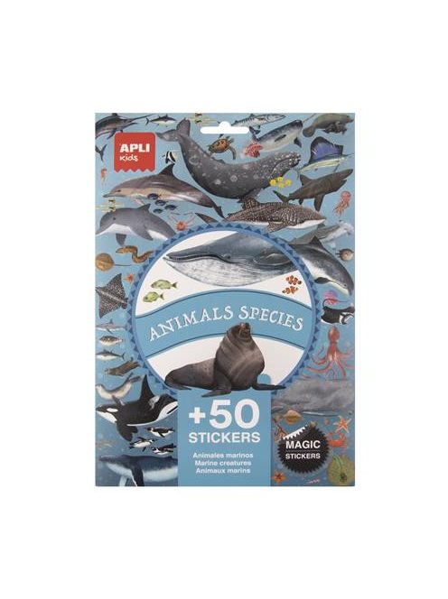 APLI Matrica, újra felhasználható, 50 db, APLI Kids "Stickers", tengeri állatok