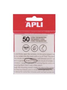   APLI Öntapadó jegyzettömb, átlátszó, vízálló, 75x75 mm, 50 lap, APLI, víztiszta