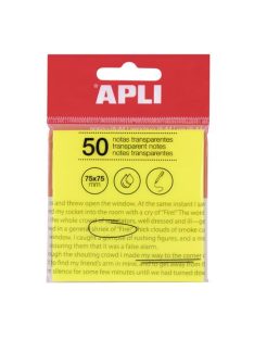   APLI Öntapadó jegyzettömb, átlátszó, vízálló, 75x75 mm, 50 lap, APLI, sárga