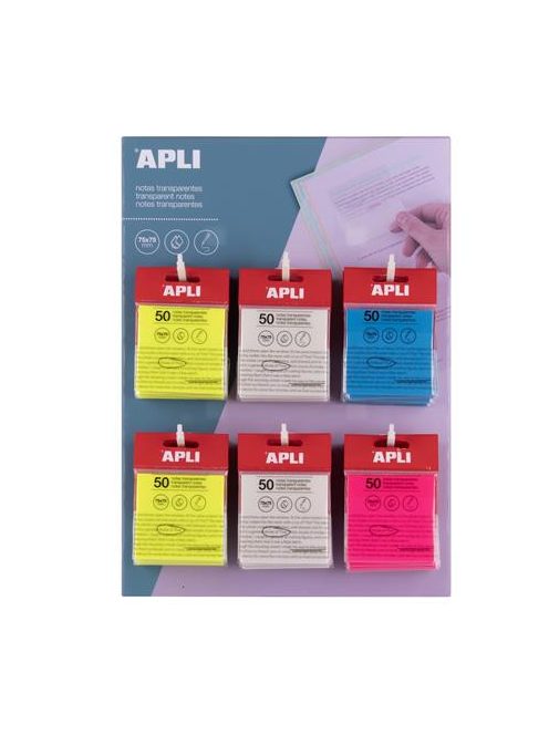 APLI Öntapadó jegyzettömb, átlátszó, vízálló, 75x75 mm, 50 lap, APLI, rózsaszín