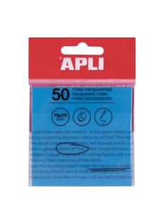   APLI Öntapadó jegyzettömb, átlátszó, vízálló, 75x75 mm, 50 lap, APLI, kék