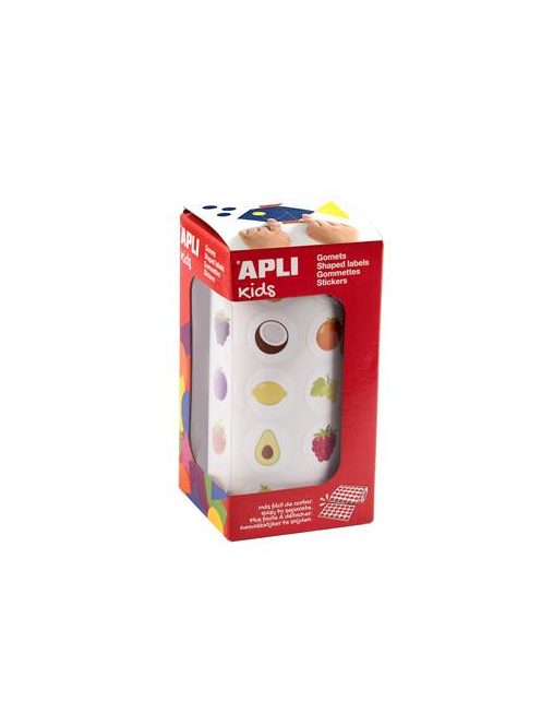 APLI Fejlesztő matricák, 20mm, gyümölcs, APLI Kids "Stickers", vegyes minták, 900 etikett/tekercs