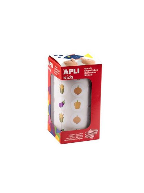 APLI Fejlesztő matricák, 20mm, zöldség, APLI Kids "Stickers", vegyes minták, 900 etikett/tekercs