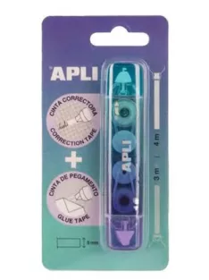   APLI Hibajavító- és ragasztóroller, 2in1, 5 mm x 4-3 m,  APLI , vegyes színek