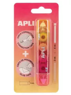   APLI Hibajavító- és ragasztóroller, 2in1, 5 mm x 4-3 m,  APLI , vegyes színek