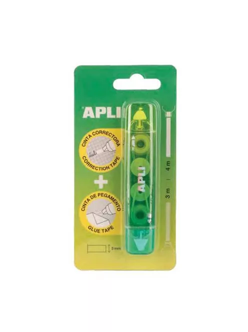 APLI Hibajavító- és ragasztóroller, 2in1, 5 mm x 4-3 m,  APLI , vegyes színek
