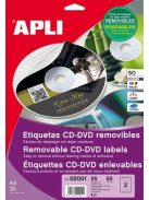 APLI Etikett, CD/DVD, A4, matt, eltávolítható, APLI
