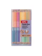APLI Színes ceruza készlet, kétvégű, háromszögletű, APLI "Pastel Duo", 24 különböző pasztel  szín