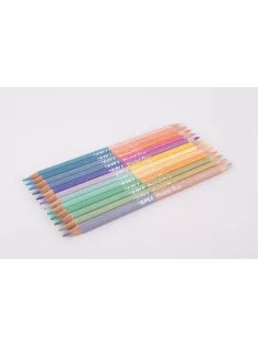   APLI Színes ceruza készlet, kétvégű, háromszögletű, APLI "Pastel Duo", 24 különböző pasztel  szín