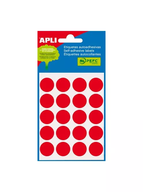 APLI Etikett, 19 mm kör, kézzel írható, színes, APLI, piros, 100 etikett/csomag
