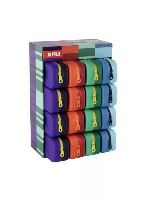 APLI Tolltartó, display, cipzáras, szilikon, kétszínű, APLI "Vibrant", vegyes színek