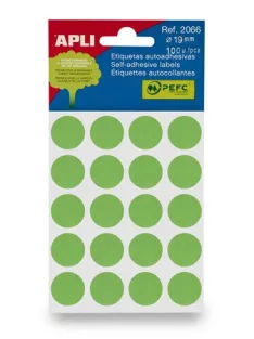   APLI Etikett, 19 mm kör, kézzel írható, színes, APLI, zöld 100 etikett/csomag