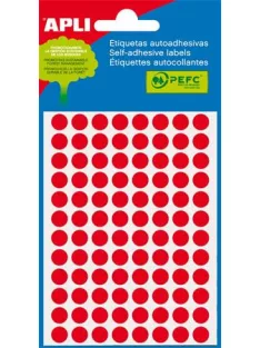   APLI Etikett, 8 mm kör, kézzel írható, színes, APLI, neon piros, 288 etikett/csomag
